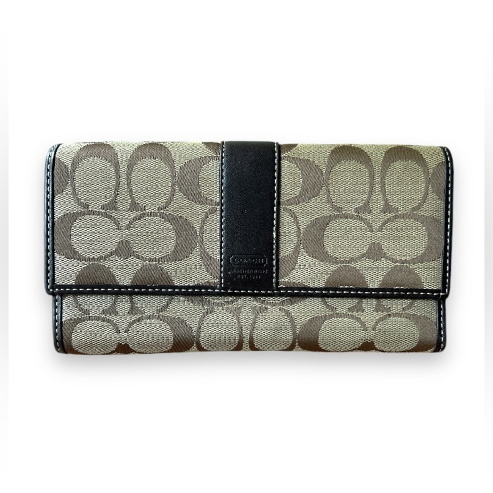 Coach SignatureTri Fold Brown Monogram Wallet